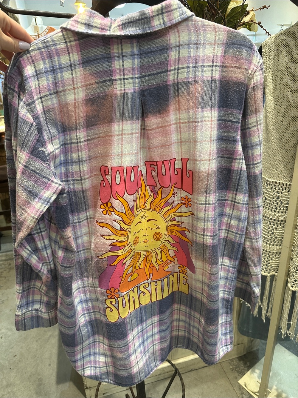 Soul Full Sunshine Purple Plaid Kids Flannel Shirt custom